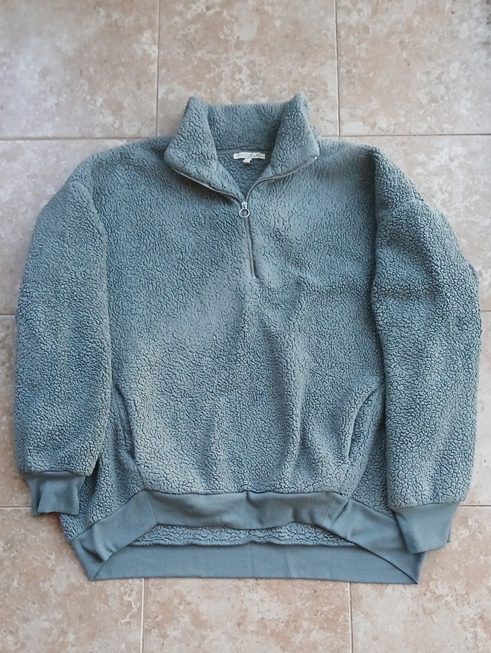 Express Blue Green Sherpa Half-Zip Pullover
